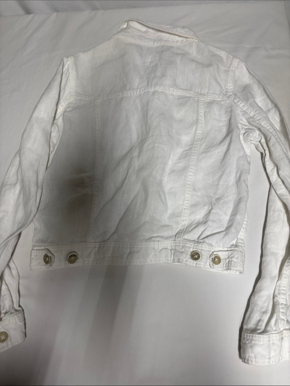 120% Lino White 100% Linen Trucker Jacket Italian Size 42 - Picture 4 of 4